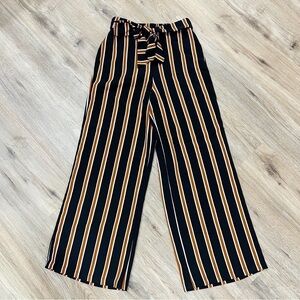 Mine Black & Orange Striped Pants